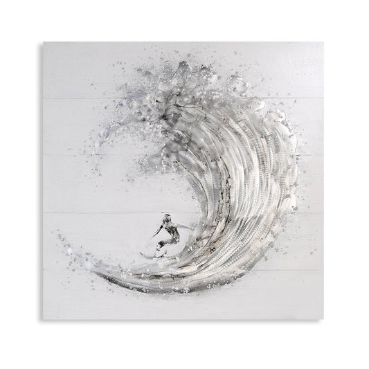 Picture "Surfer" white/grey/silver 100x100