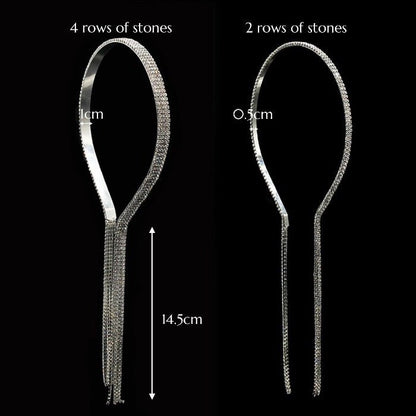 Sparkling Bridal Headband with Long Tassels