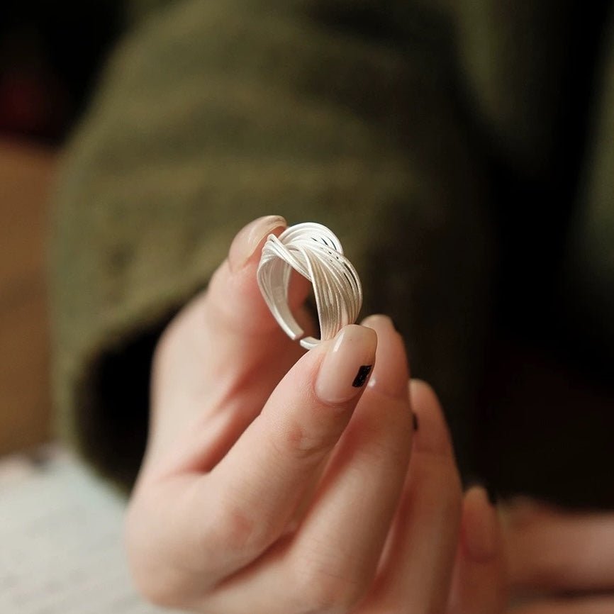 Sterling Silver Knotted Net Rings
