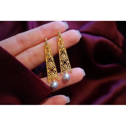 Royal Framed Earrings with Grey Akoya Pearl