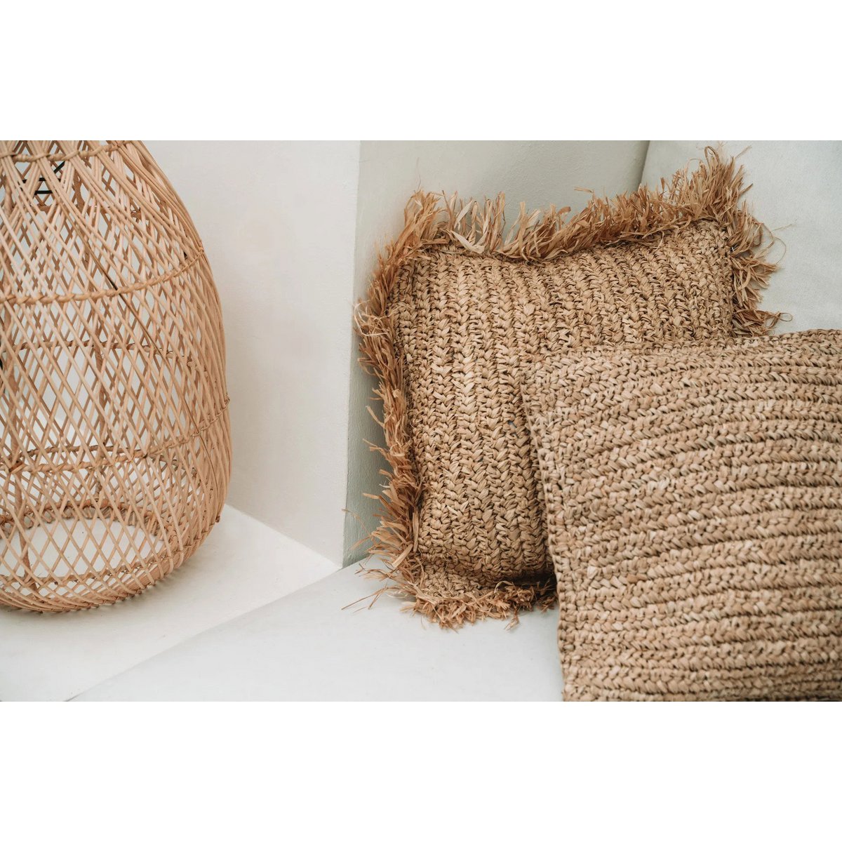 The Raffia Flores Cushion Cover Square - Natural - 40x40