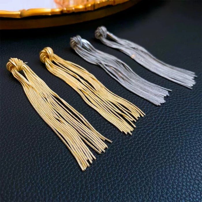 Modern Vintage Knot Tassels Longline Earrings