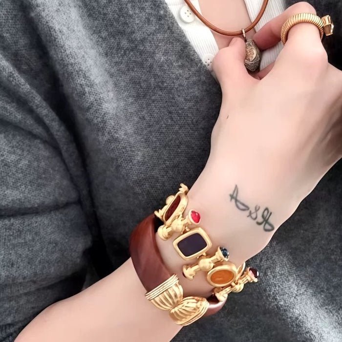 Vintage Roman Cameo Charm Statement Bracelet