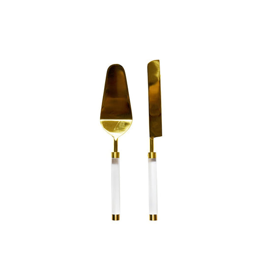 Gold tart and knife shovel with transparent handle