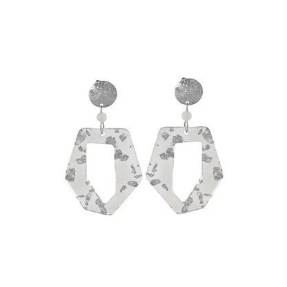 Moonstone Abstract Earrings - Silver