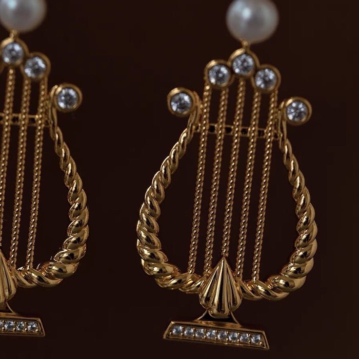 Elegant Greek Harp-Inspired Earrings