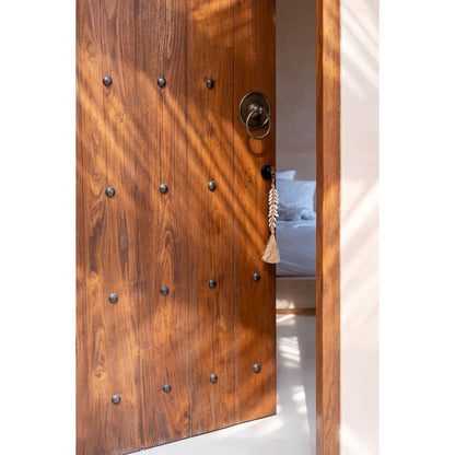 The Raffia Fishbone Keychain - Natural White