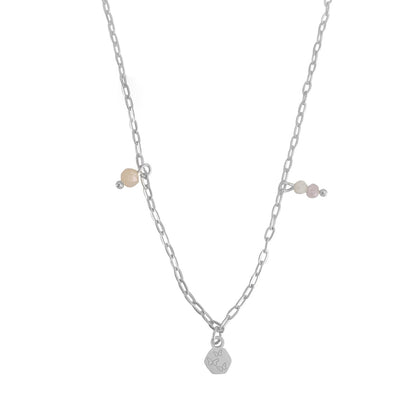 Pink Opal, Kunzite & Butterflies Necklace - Silver