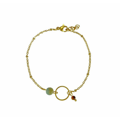 Bracelet Amazonite & Tiger Eye Ring - Gold