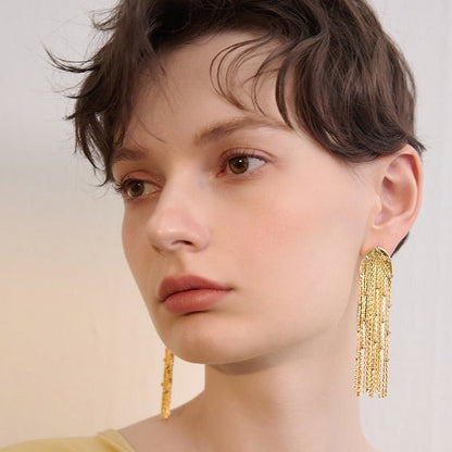 Sparkling Tassels Longline Earrings