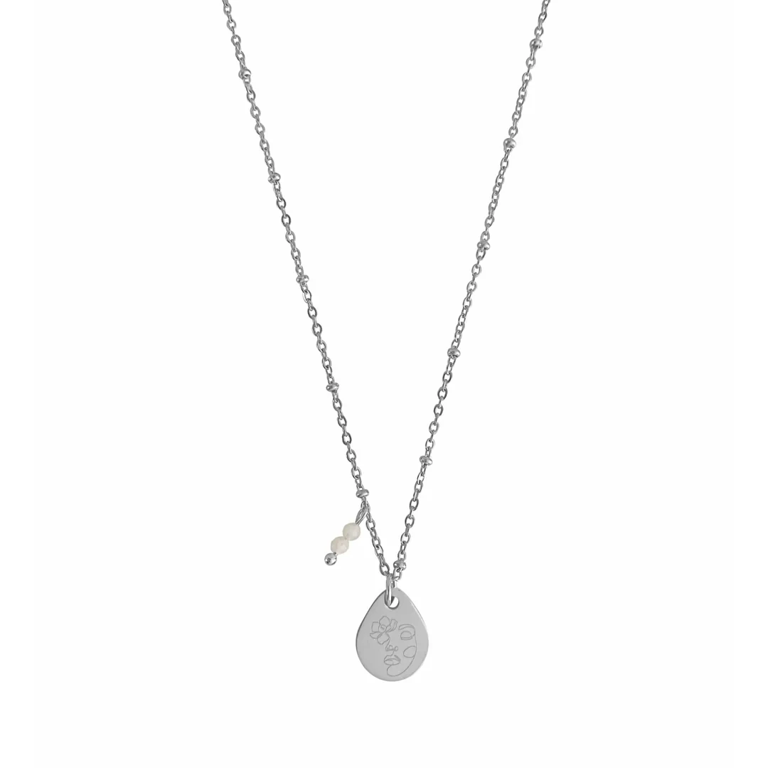 Necklace Abstract Woman & Moonstone - Silver