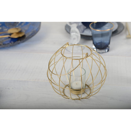 Tealight holder with golden wire