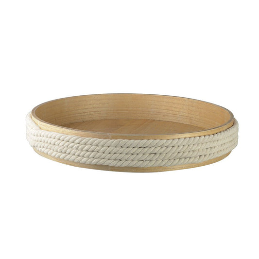 Round wooden tray with 45cm rope