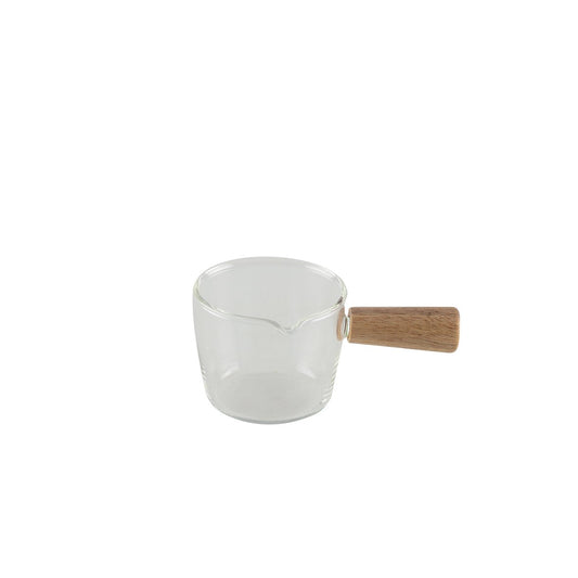 Mini glass pan with wooden handle 11.5x6.5x5cm