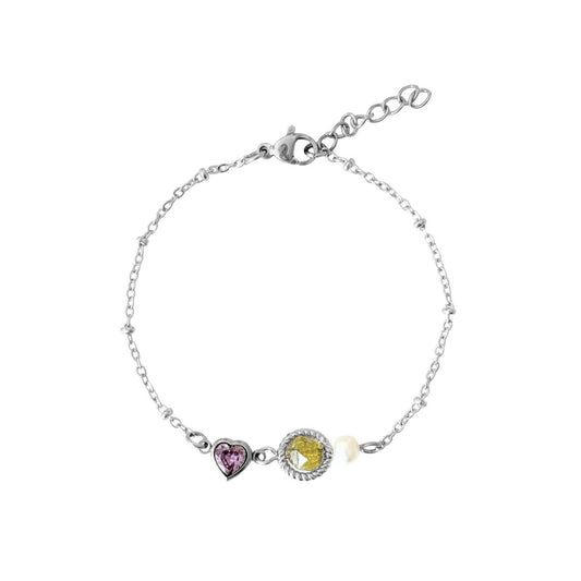 Peridot, Pearl & Heart Bracelet - Silver