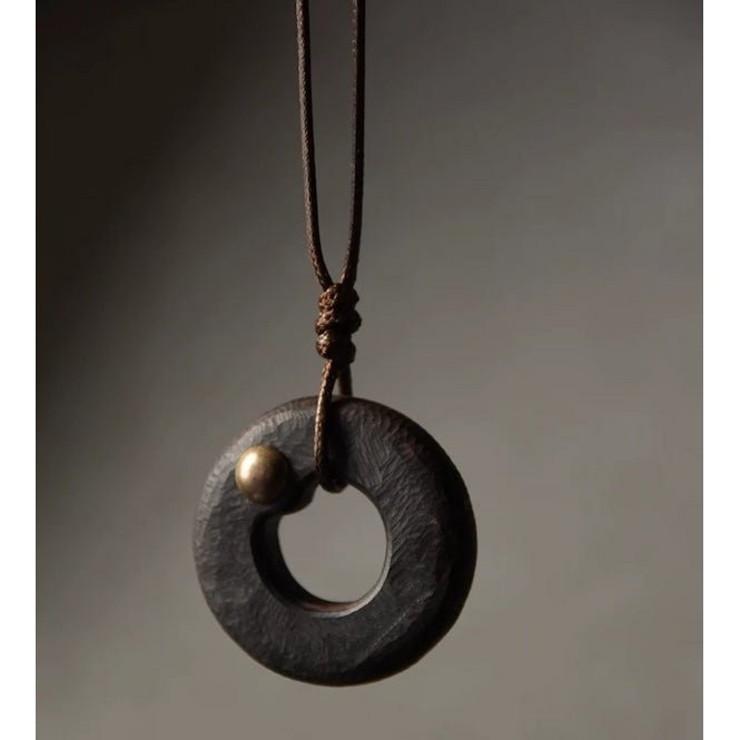 Black Sandal Wood Circle Pendant