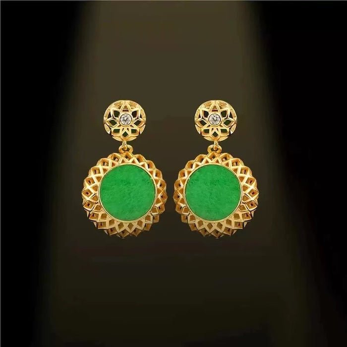 Vivid Jade Flower Framed Earrings