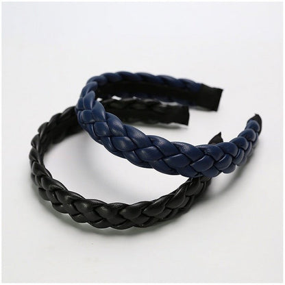 Vintage style leather look braided headband