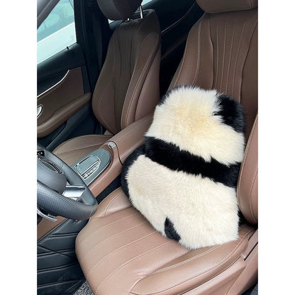 Fluffy Panda Cushion – Natural Wool