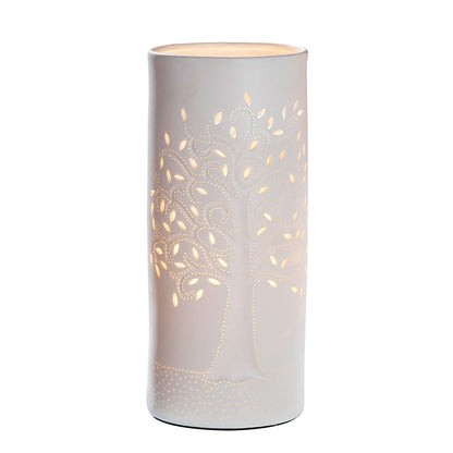 Porcelain lamp cylinder tree of life