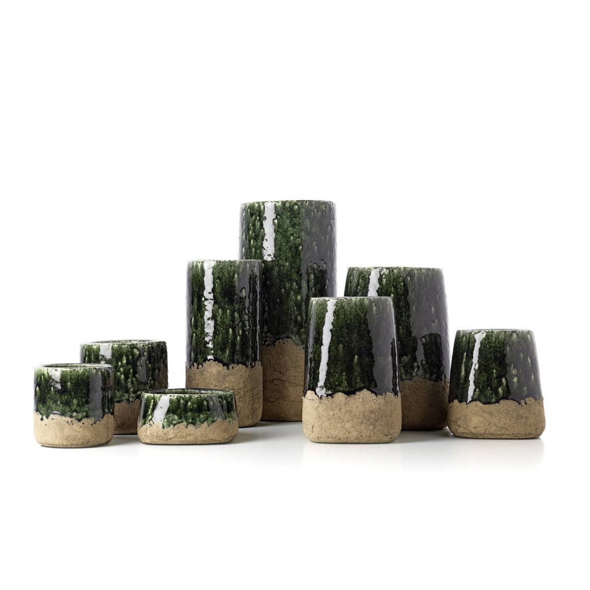 The Moss Conical Planter - Concrete Green - L
