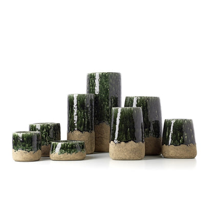 The Moss Conical Planter - Concrete Green - L