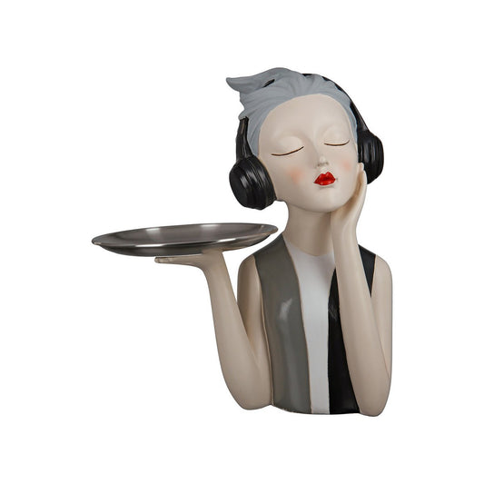 Poly figure girl with headphones