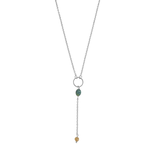 African Turquoise & Citrine Necklace - Silver