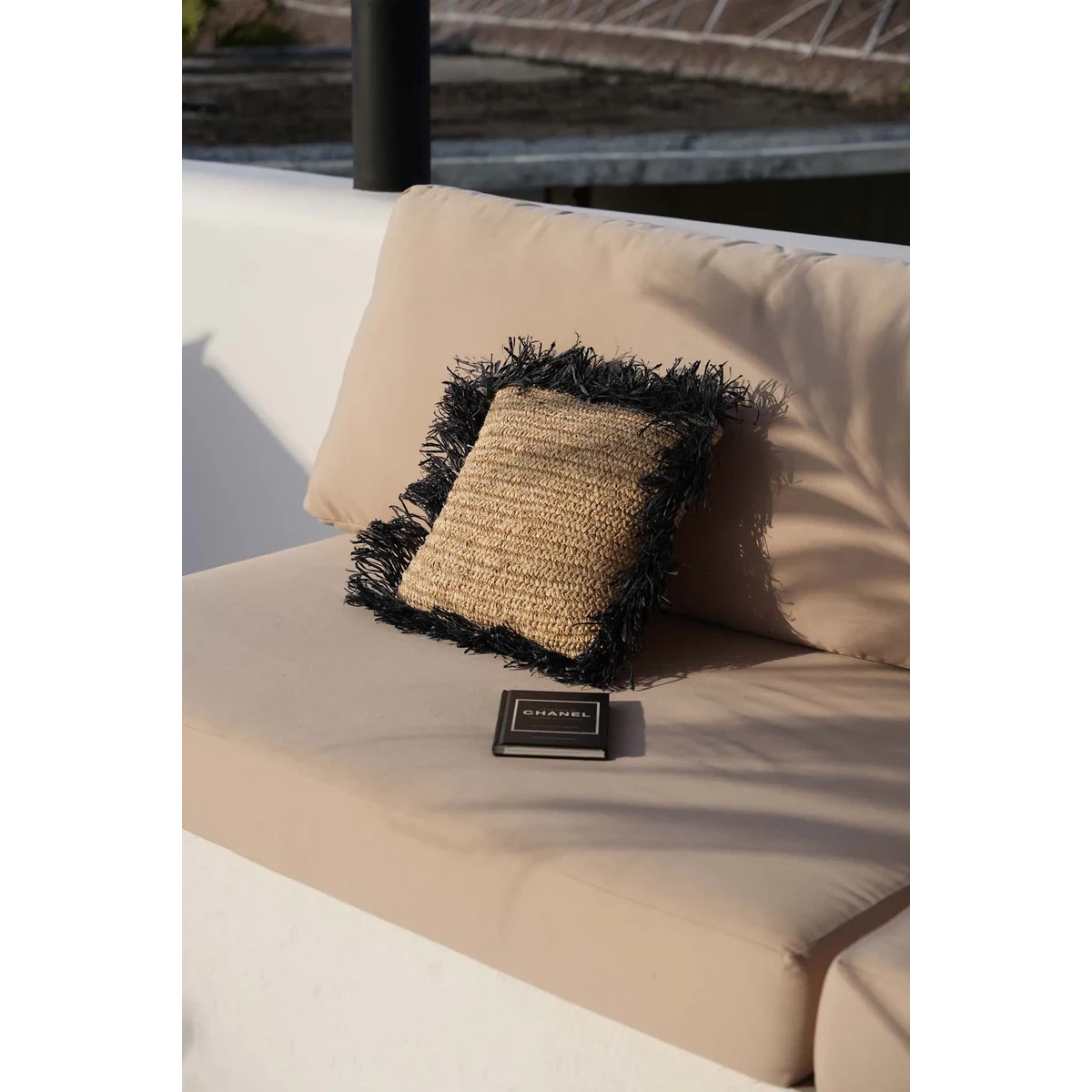 The Raffia Cushion Cover Square - Natural Black - 40x40