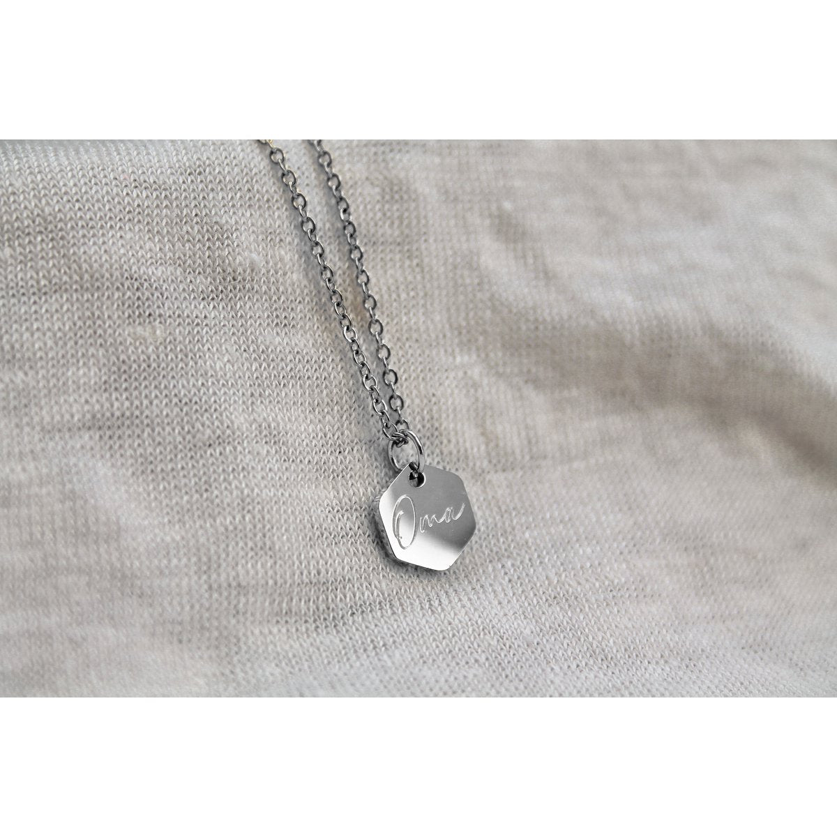 Necklace Grandma Engraving Charm - Silver