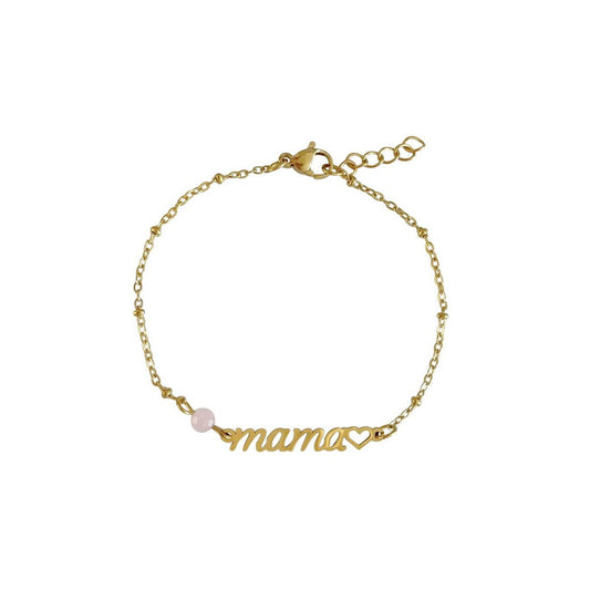 Mama & Rose Quartz Bracelet - Gold