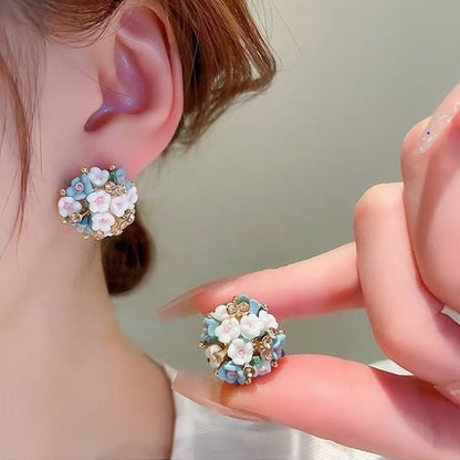Blooming Rose Bouquet Ceramic Earrings