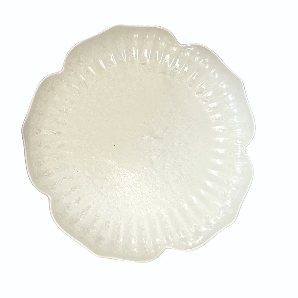 FLORAL WHITE PORCELAIN FLAT PLATE 25.5CM
