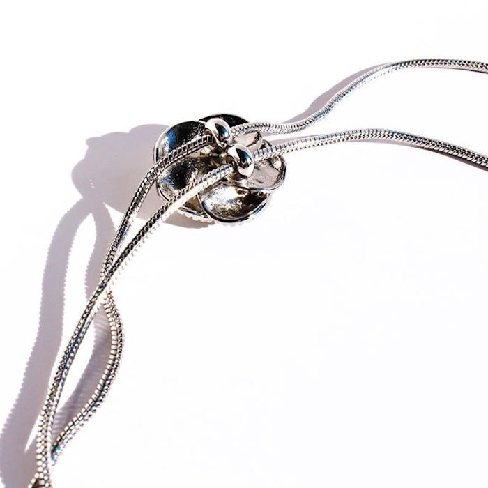 Sophisticated Silver Camellia Necklace and Earrings Set