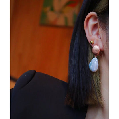 Rose Gold Mermaid Baroque Pearl Drop Earrings