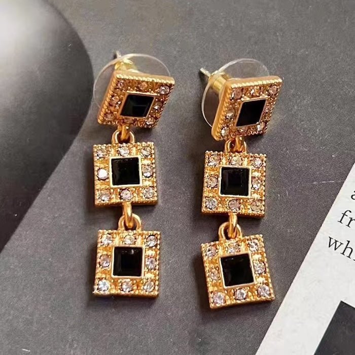 Vintage Style Geometric Black Onyx Jewelry Set