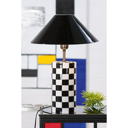 Cylindrical table lamp Checkers, H.52 cm