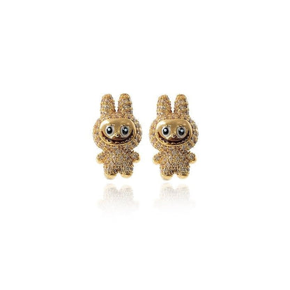 Sparkling Labubu Character Stud Earrings