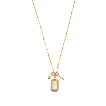 Schelp, Pearl & Jade Necklace - Gold