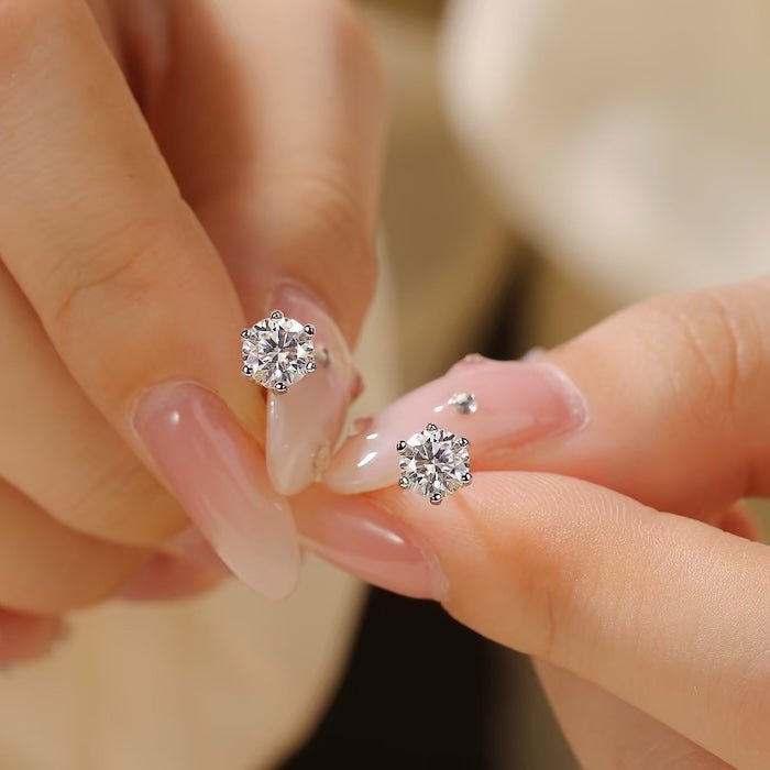 Classic 6 Claws Solitaire Earrings - Moissanite Stone