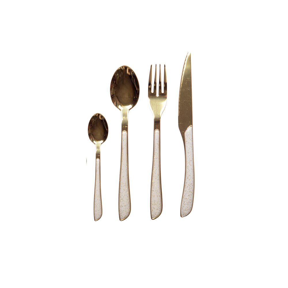 24-PIECE GOLD CUTLERY WITH GLITTER SLEEVES