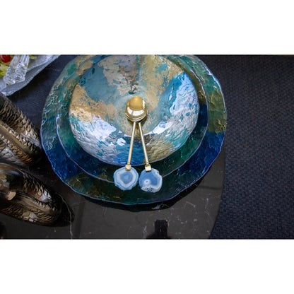 Turquoise and golden cut 32cm