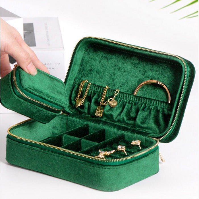 Duel Velvet jewelry box - Emerald green