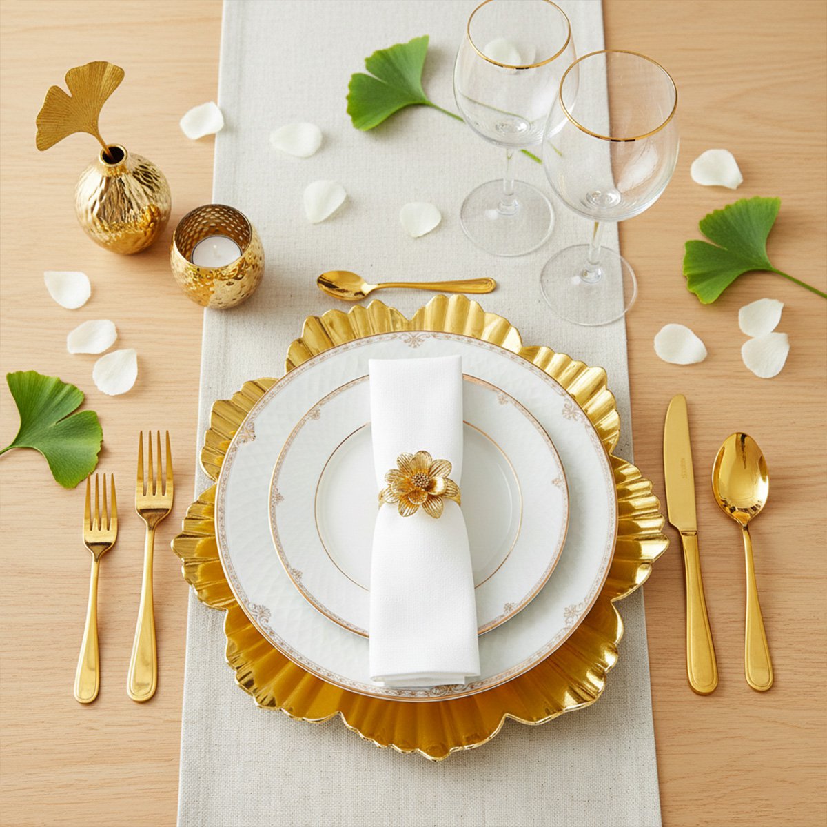 Gold flower-shaped trivet