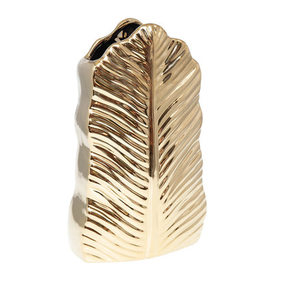 Vase gilded ceramic leaf 17.8x10x28.5cm