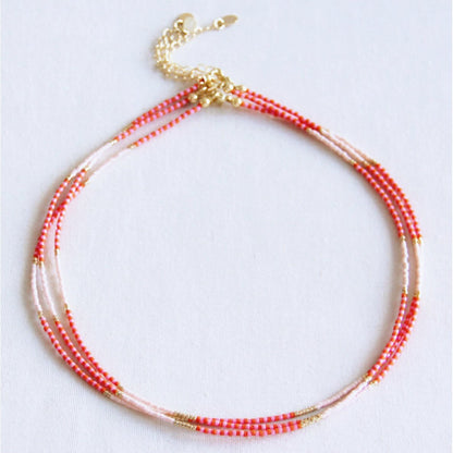 Beaded necklace orange/pink/nude