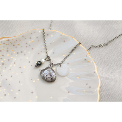 Necklace Shell & Hematite - Silver