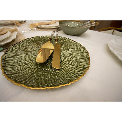 Gold tart and knife shovel with transparent handle