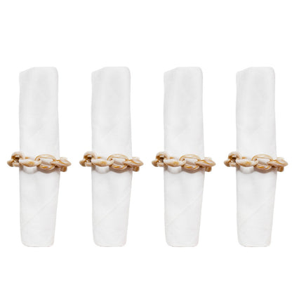 Set of 4 rounds of napkin white and brown chain