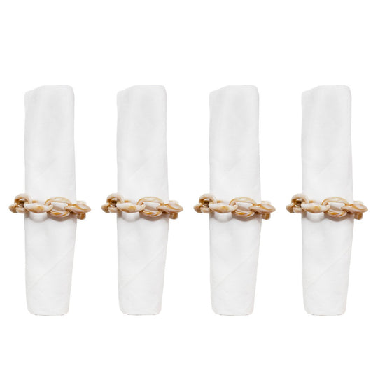 Set of 4 rounds of napkin white and brown chain
